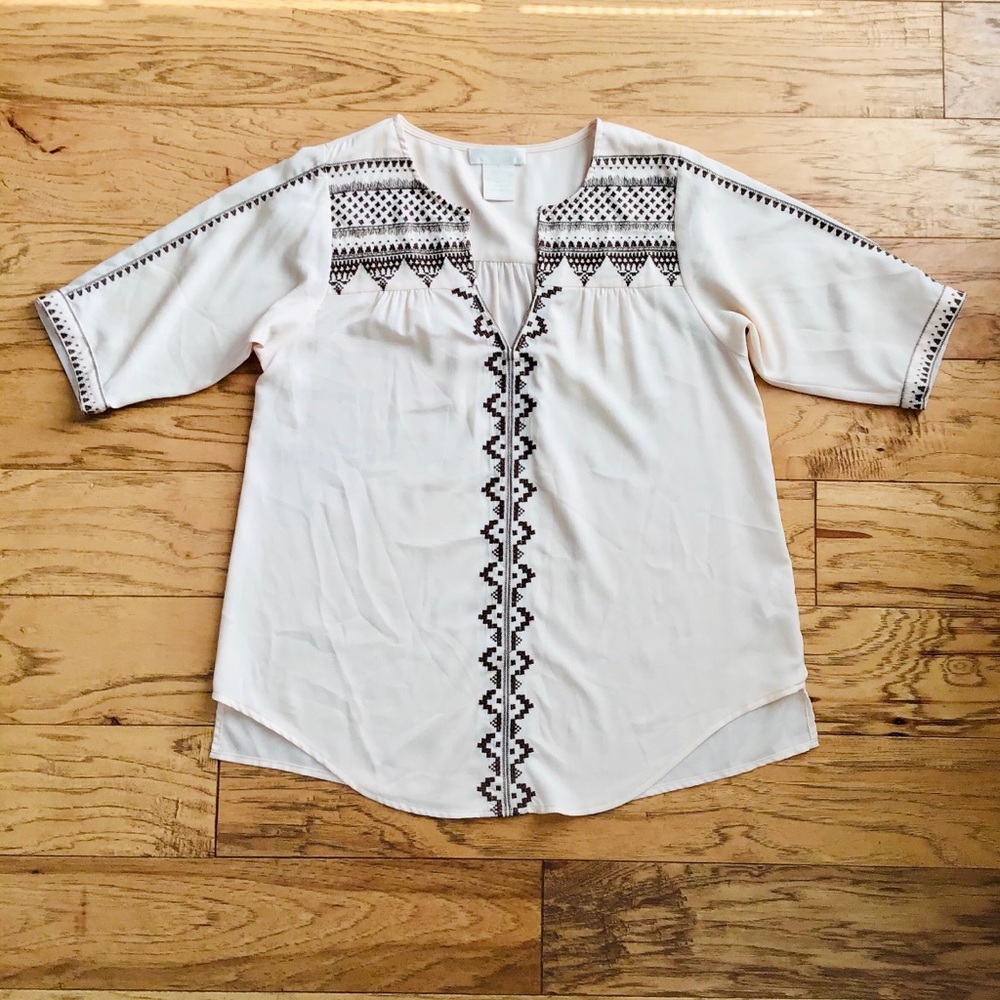 MM Couture Cream Beaded Embroidery Blouse